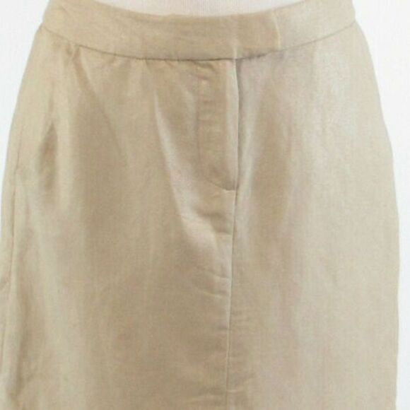 Beige CYNTHIA ROWLEY shimmery A-line skirt size 4 - Picture 8 of 8